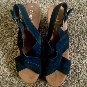 Black suede heel sandals